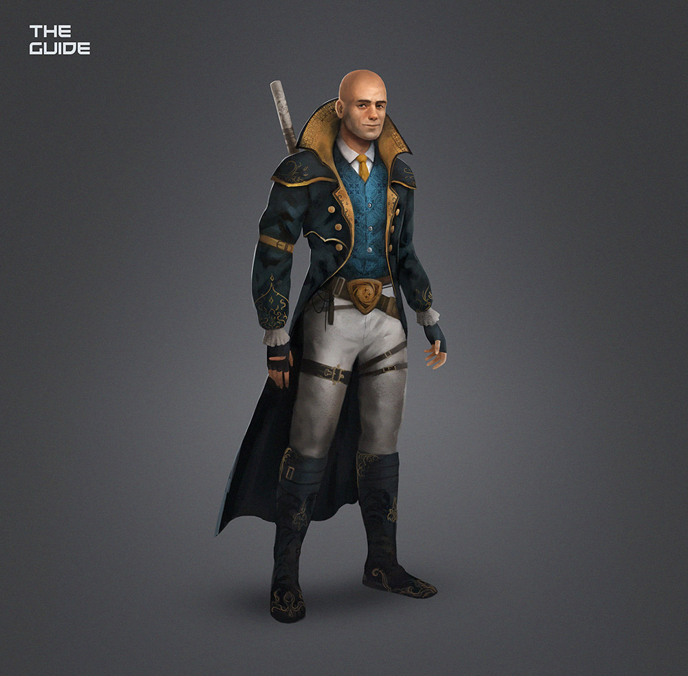 Guide Male Bald Male Game Character Concept Art