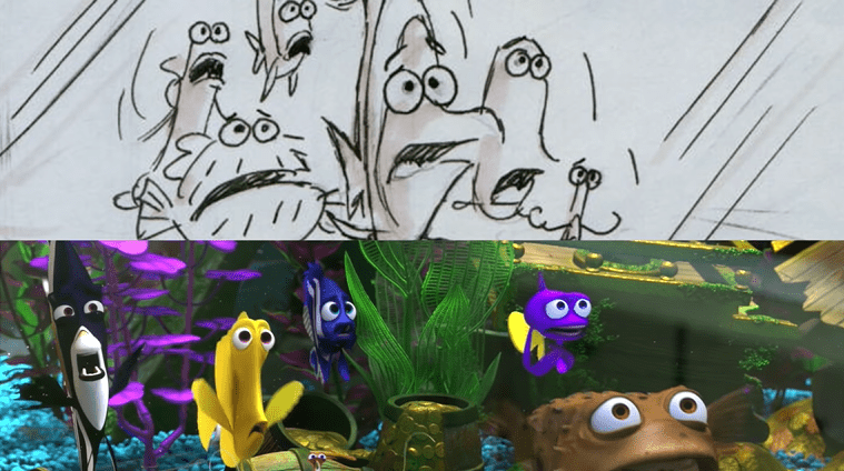 Storyboard sketch from Finding Nemo
