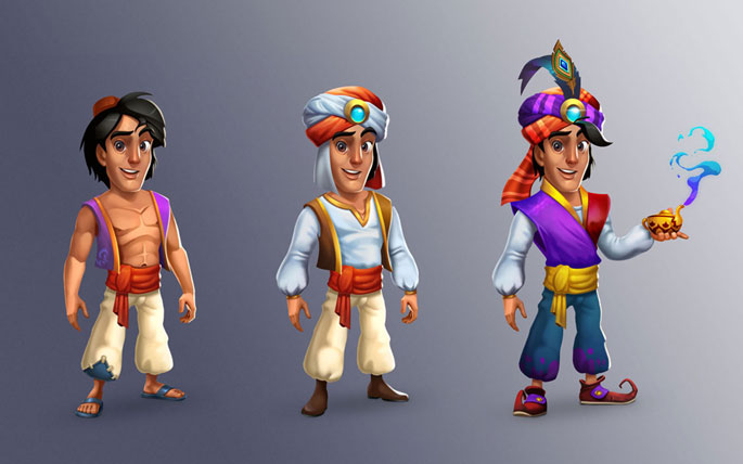 Aladdin Character in 3 Levels