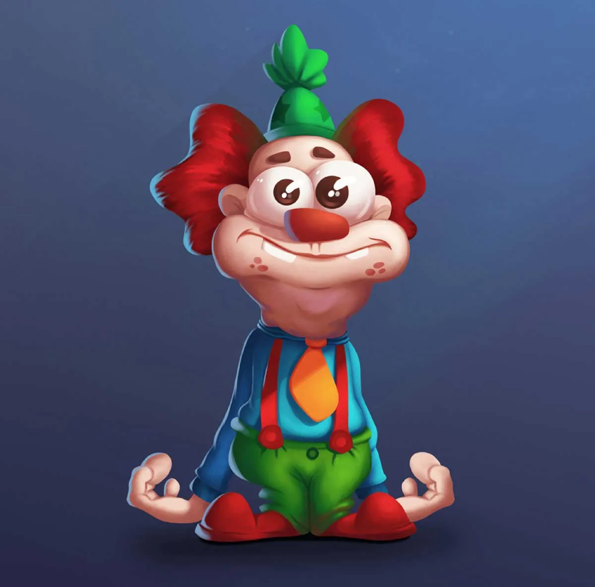 2D Crazy Clown Game Character Design