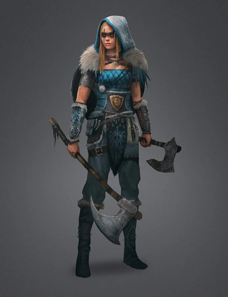 Female Warrior 2D Realistic Game Character Design