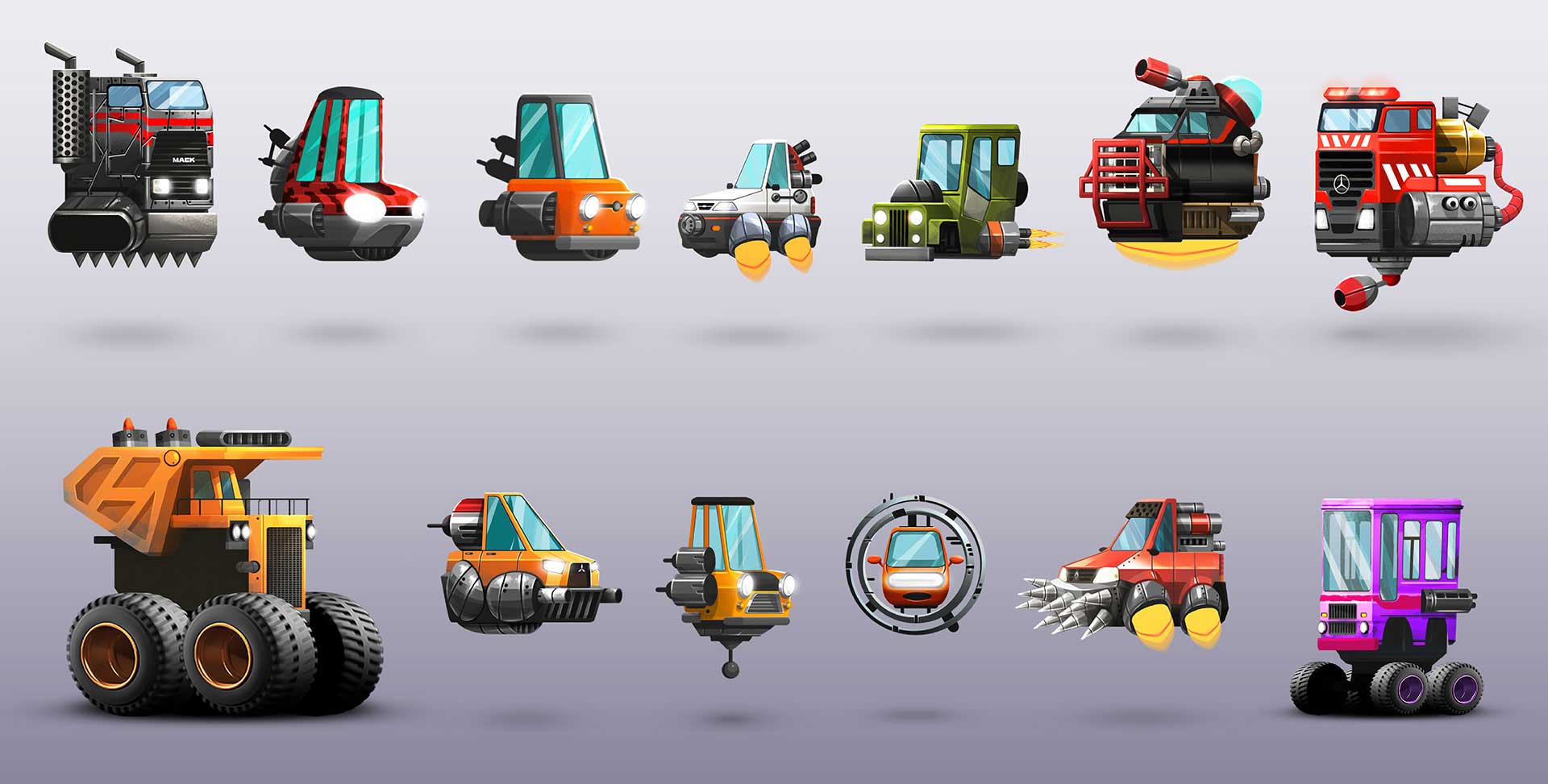 Different type of 2D game vehicle design