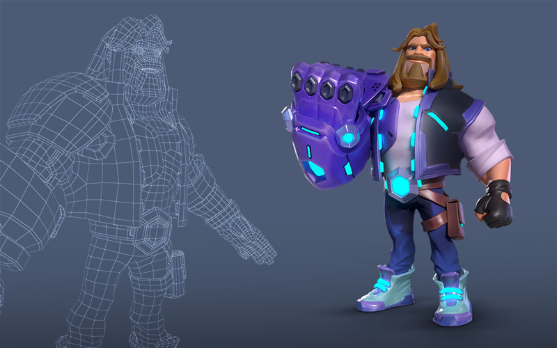 3D Character Design with Big Robatic Fist