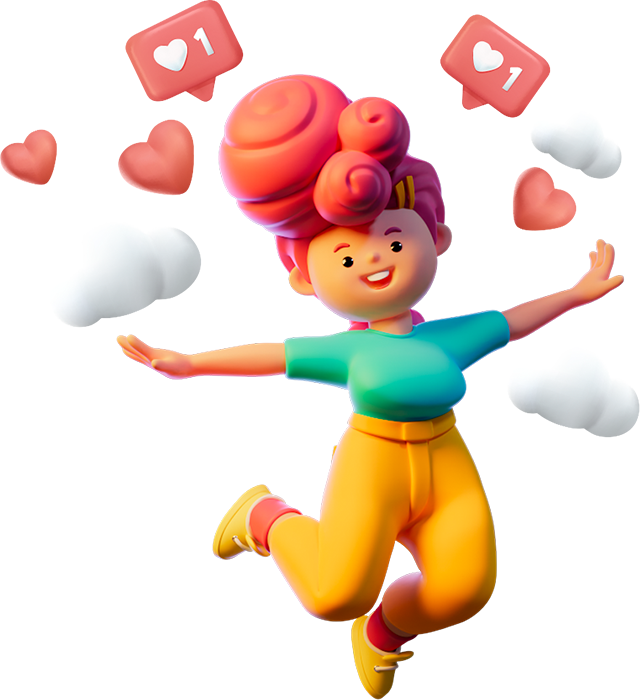 3D Character with Clouds