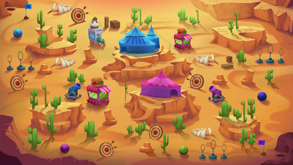 Cartoony desert game environment