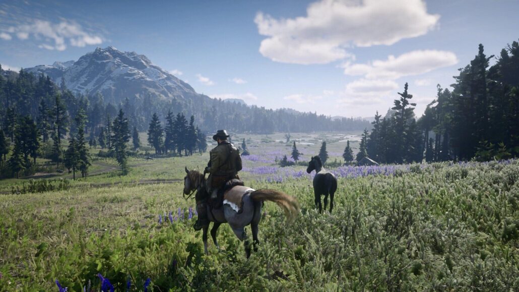 cgi, cowboy on horse, scenery, wild west, game 