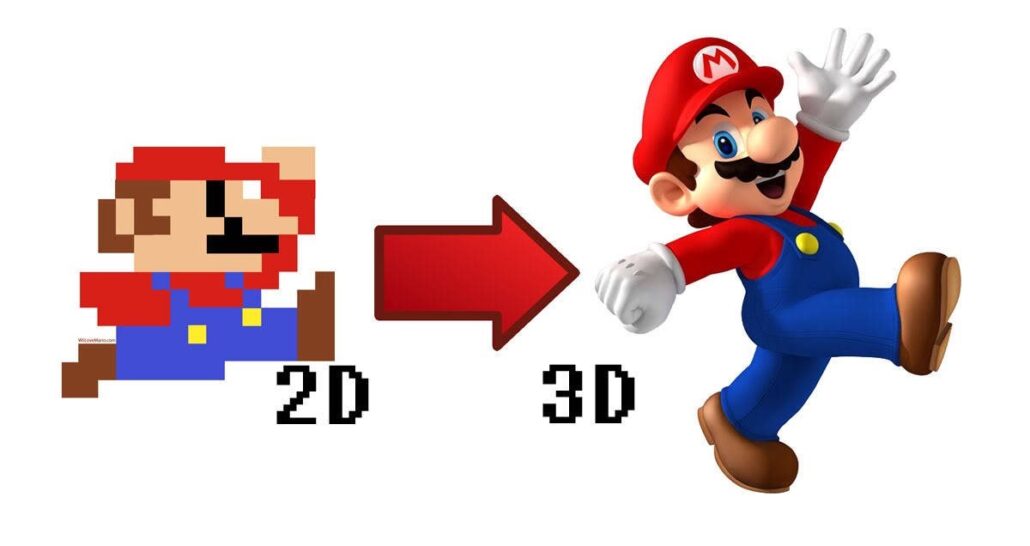 Mario 2d and Mario 3d