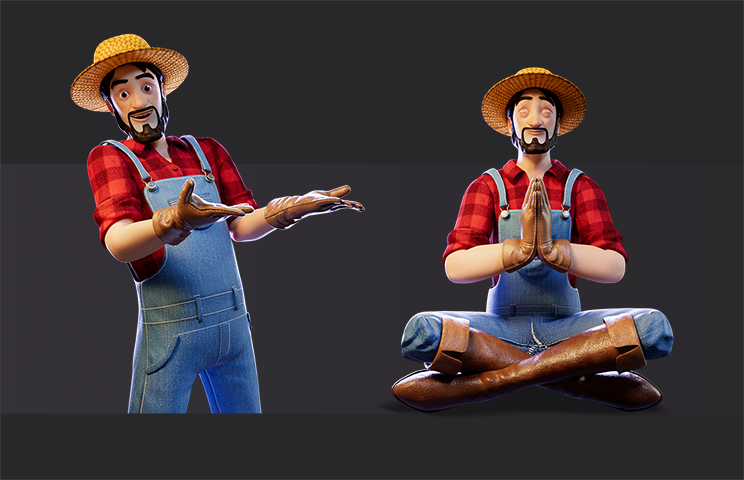 3D character modeling - game character design - stylized character design - 3D farmer character