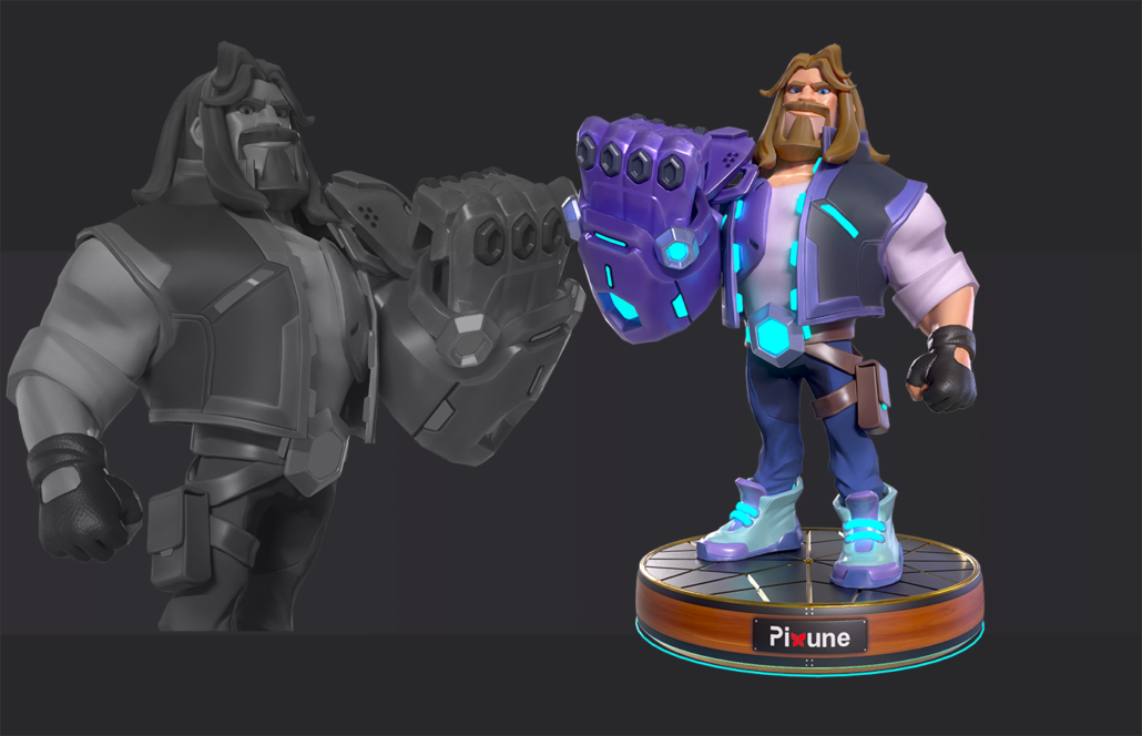 3D character with big fist