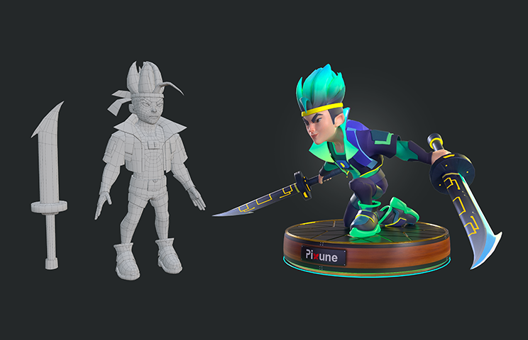 3D art - 3D character modeling -3D character texturing - 3D character design - 3D character with sword modeling