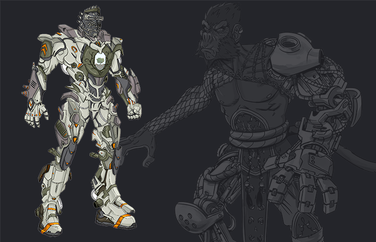 Character concept art - Concept art of a futuristic humanoid character