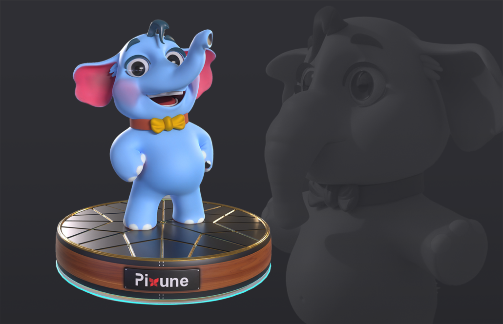 3D elephant character design