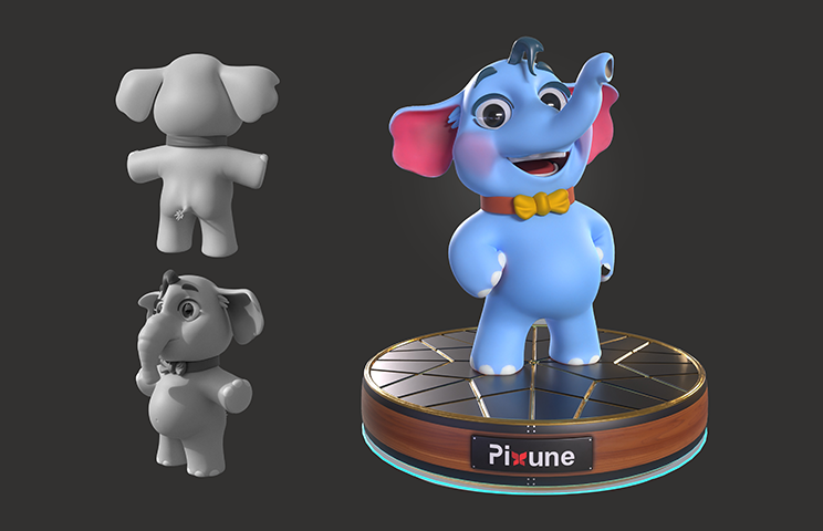 3D elephant character modeling