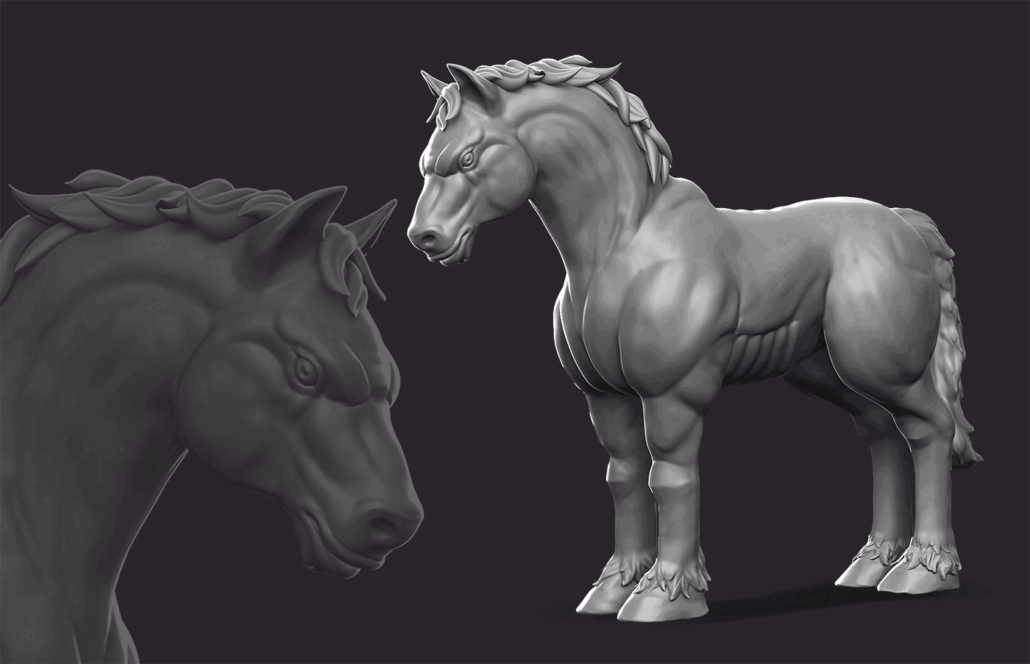 3D Horse sculpting - 3D art - 3D sculpting - 3D modeling - 3D character sculpting - "3D sculpt of a muscular horse, showcasing detailed anatomy and a strong, majestic pose