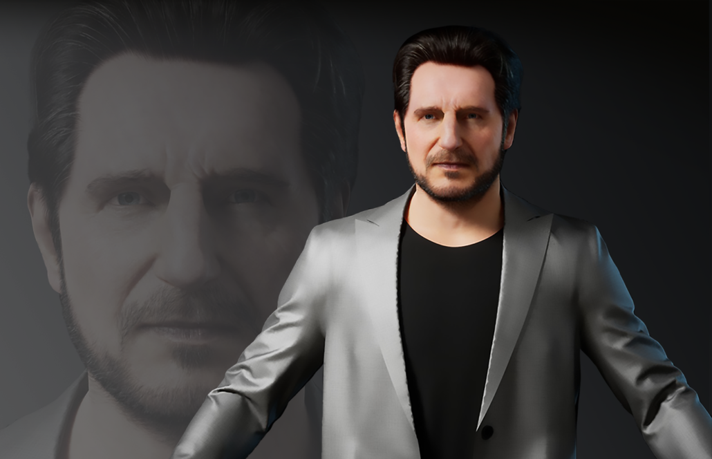 3D realistic character design - a man with short dark hair and a beard