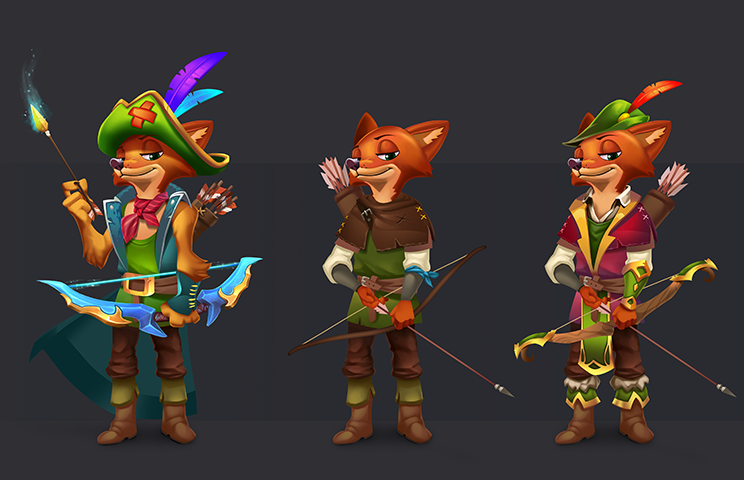 game character design - stylized character design - 2D character design in 3 versions