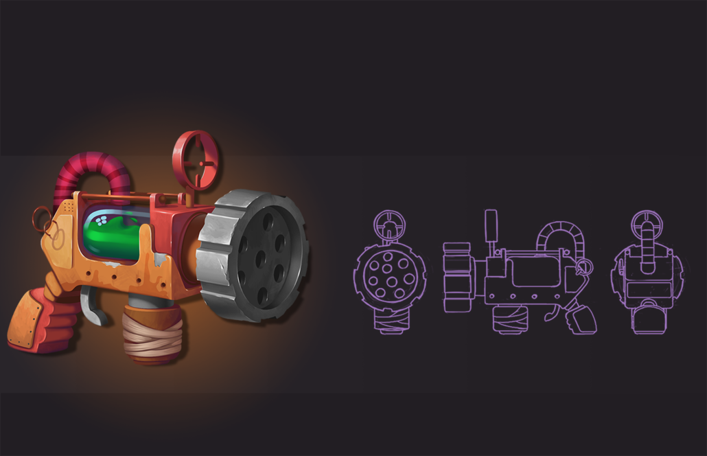 2D game weapon design - weapon model sheet