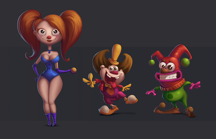 game character design - cartoon character design - 2D game clown character design