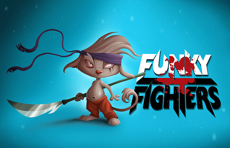 game character design - cartoon character design - 2D character design -A fighter character on a blue background