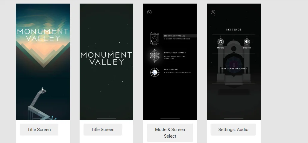 Monument Valley UI - best mobile games ui 2024