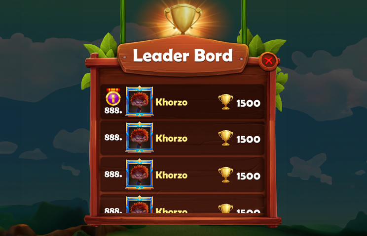 Game design of a brown wooden leader board