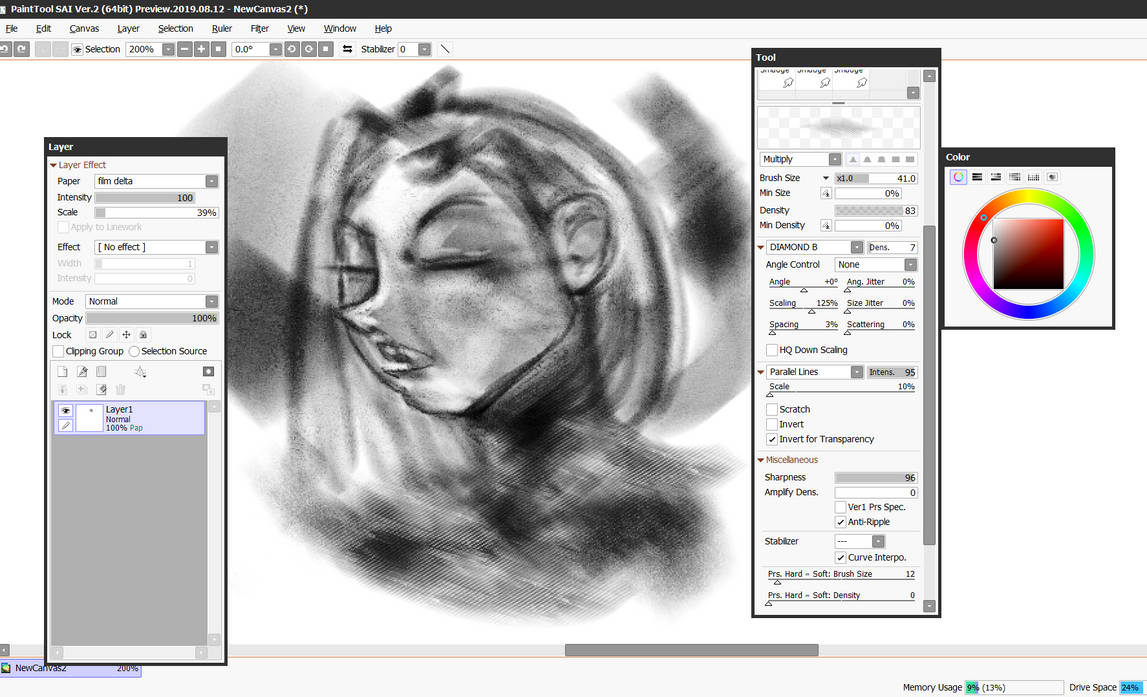 Sai Paint Tool Hand-Painted Texture