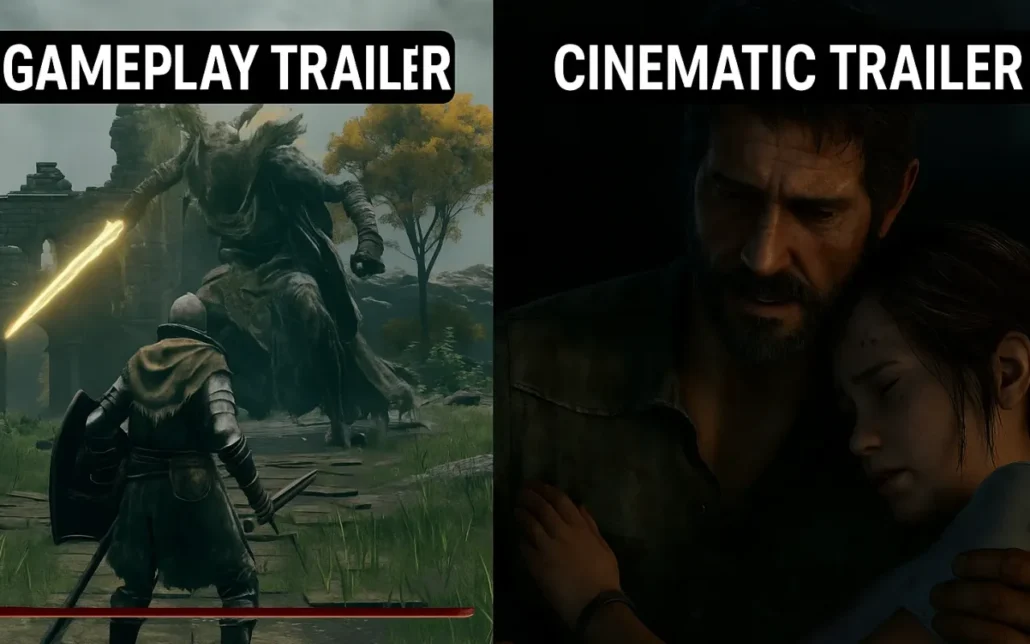 game trailers - cinematic vs. gameplay