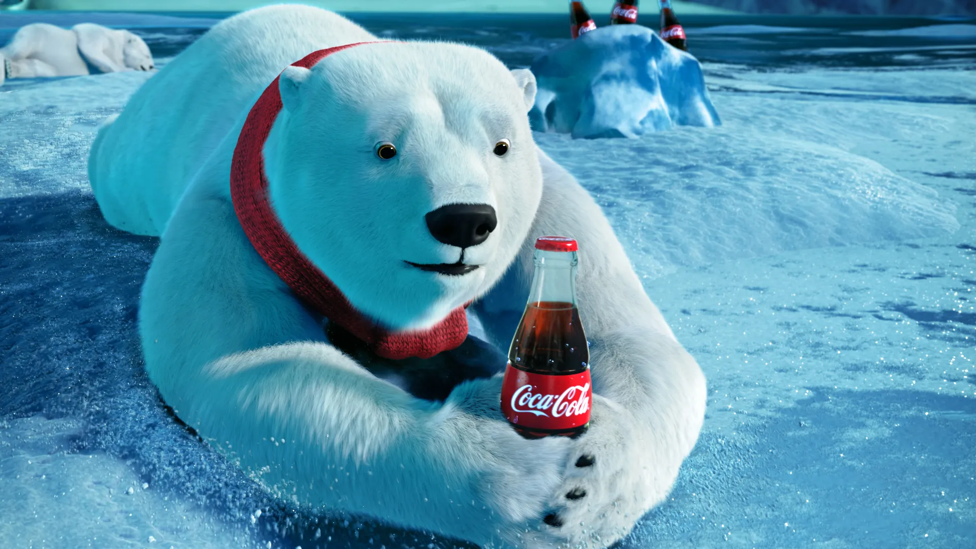 Coca Cola Ad - a polar bear holding a Coke