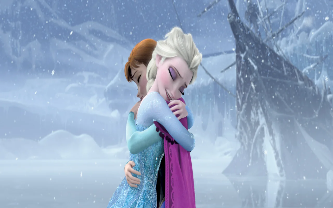 Elsa & Anna hugging each other - Frozen (2013)