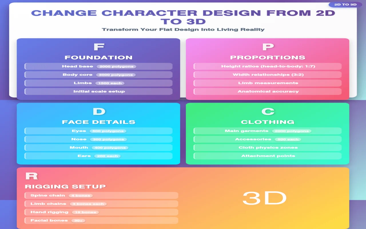 change character design from 2d to 3d
