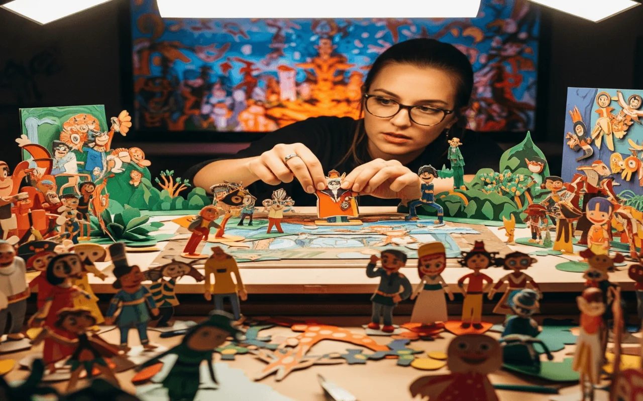 An image of a cut-out animator