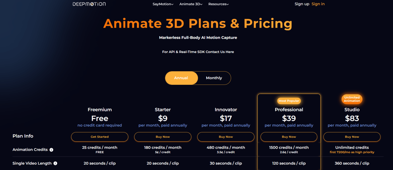 DeepMotion AI Animation Tool