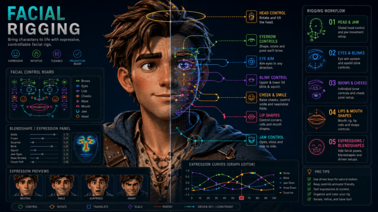 High Detailed Face Rig Guide Rigging Techniques in Animation: Methods for Character Rigs