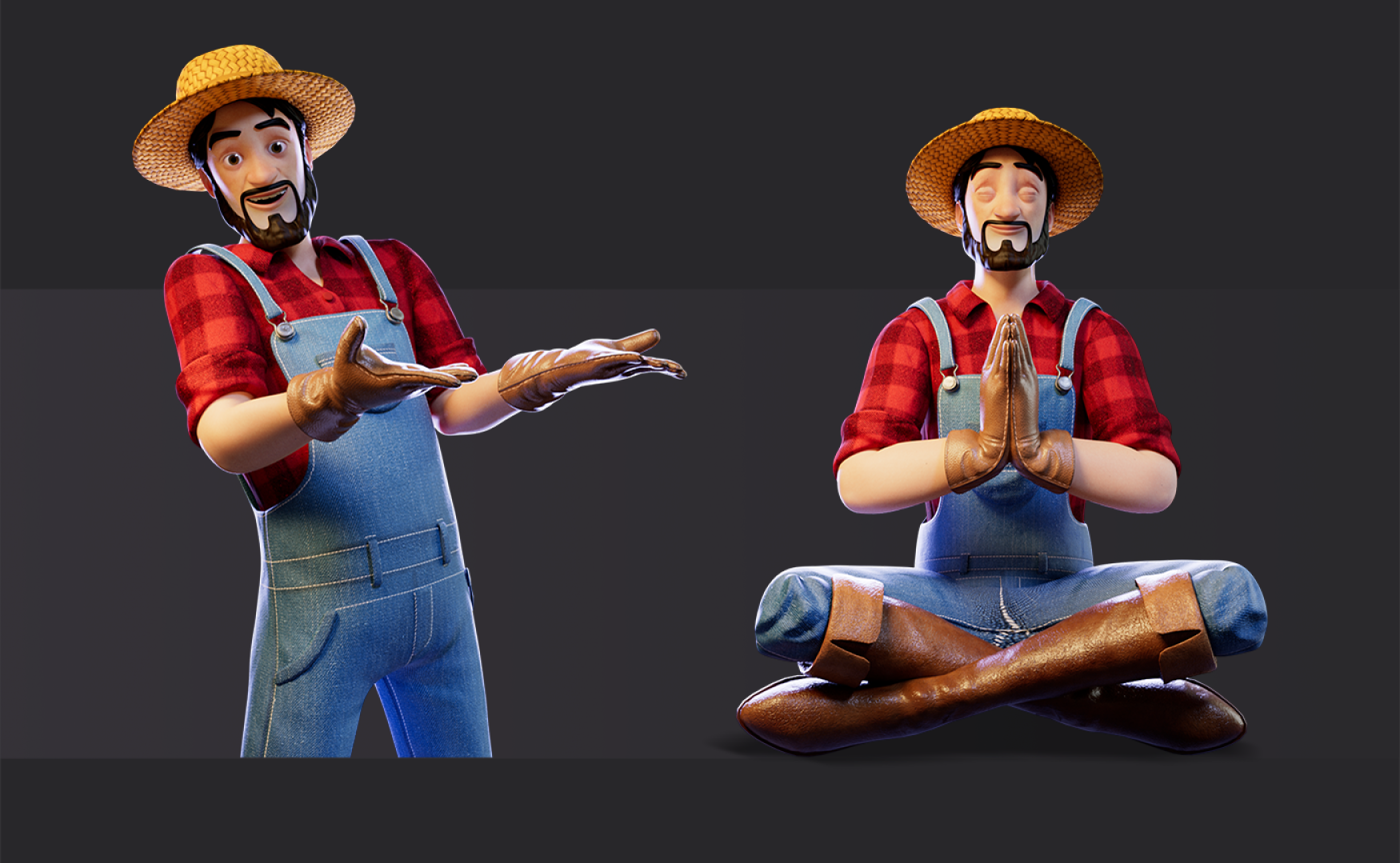 3D character modeling - game character design - stylized character design - 3D farmer character