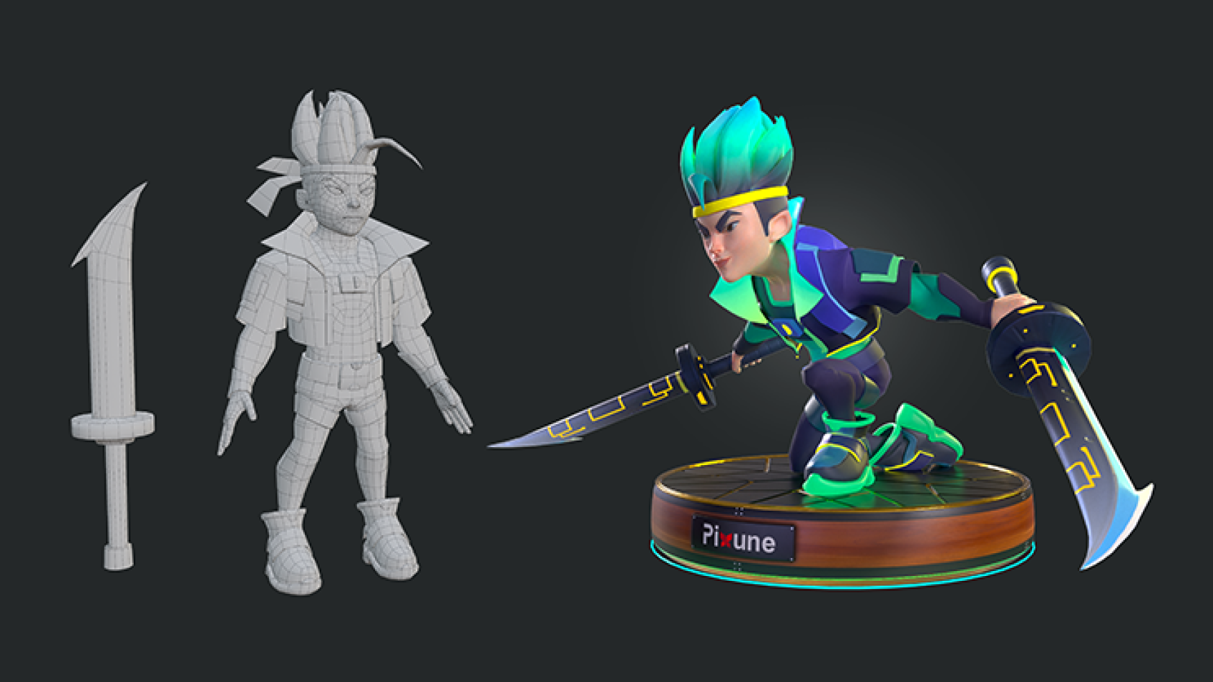 3D art - 3D character modeling -3D character texturing - 3D character design - 3D character with sword modeling