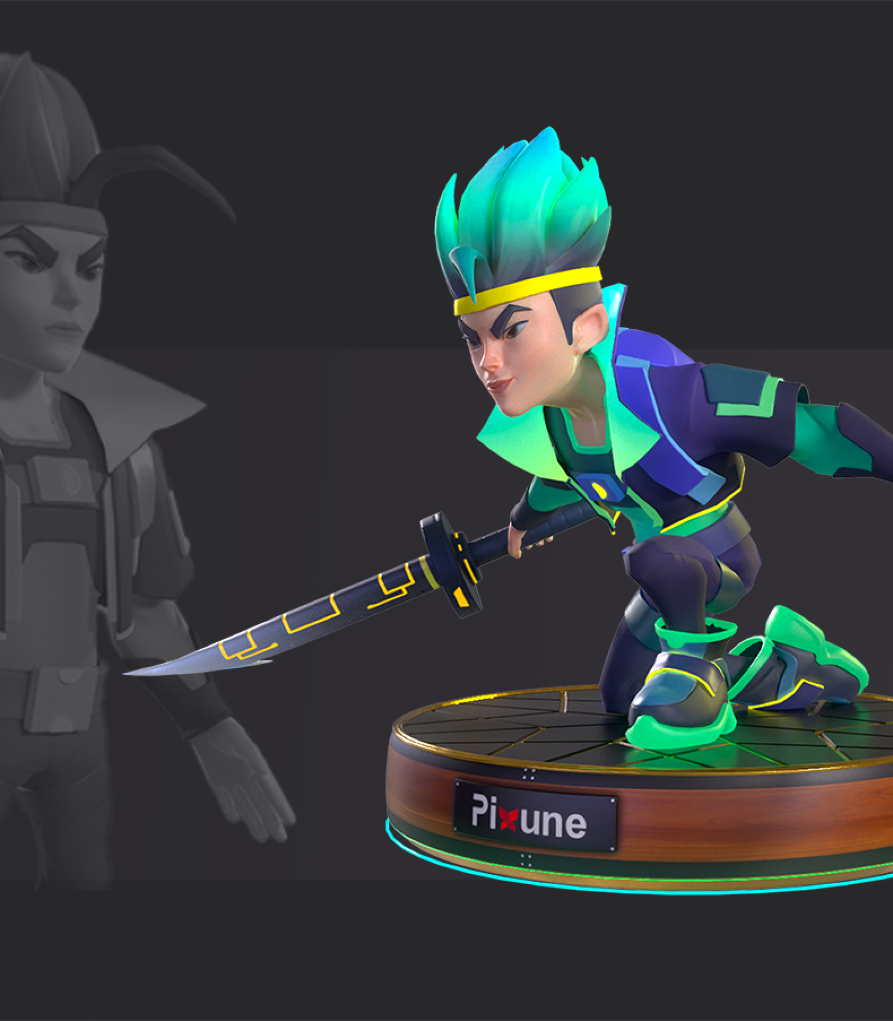 3D character modeling - game character design - stylized character design - 3D character with two swords