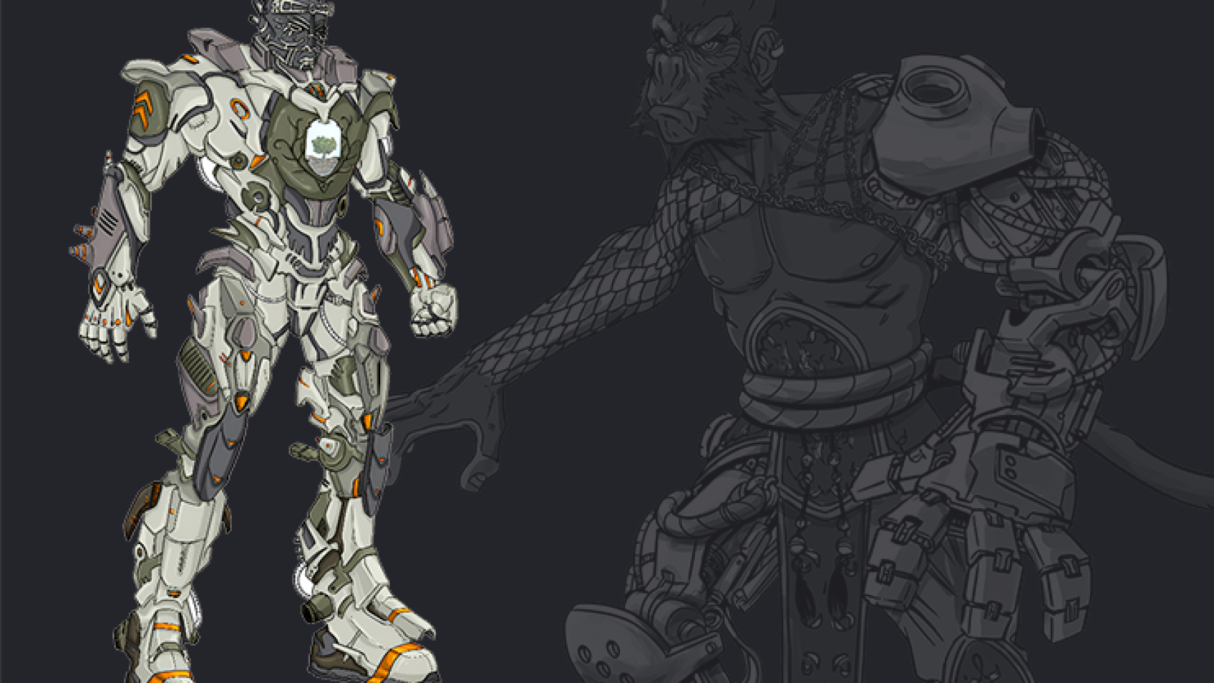 Character concept art - Concept art of a futuristic humanoid character