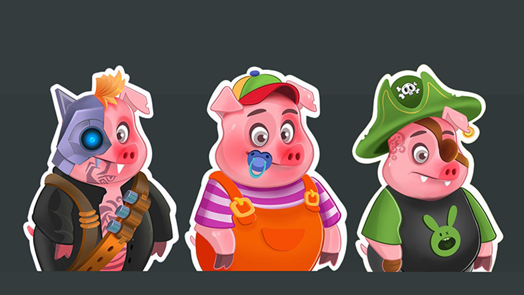 NFT art - NFT design - Cypork Pig NFT Art, Wee Piggy Pig NFT Art, Capt. Jack Porker Pig NFT Art