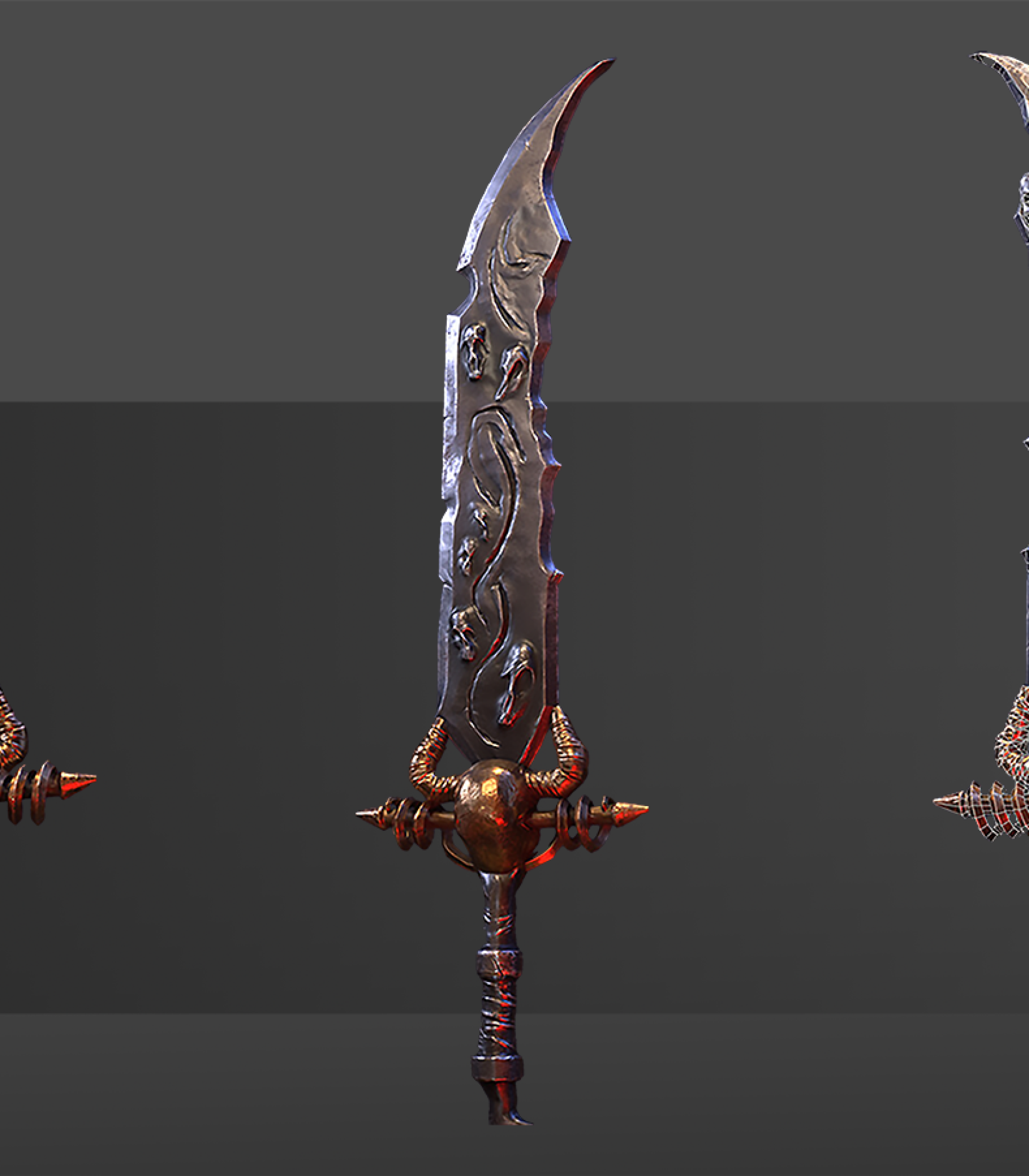 3D game art - A 3D sword in 2 different angles - prop modeling - prop design