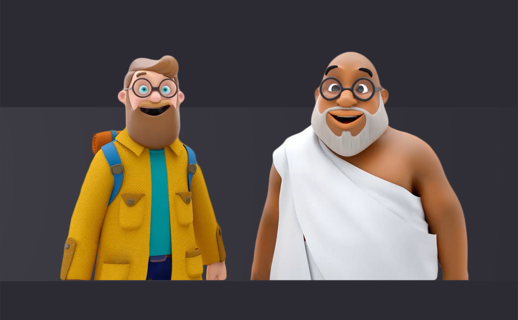 3D character modeling - 3D minimal character design -Two minimal characters stand side by side