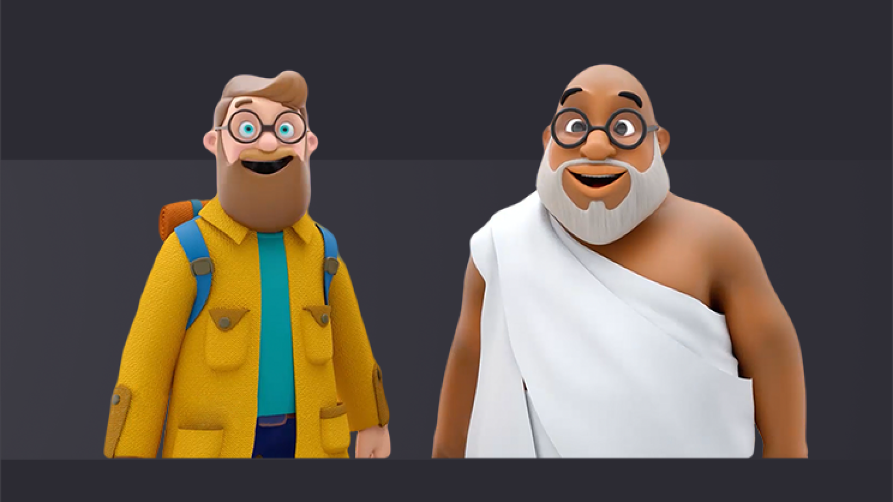 3D character modeling - 3D minimal character design -Two minimal characters stand side by side