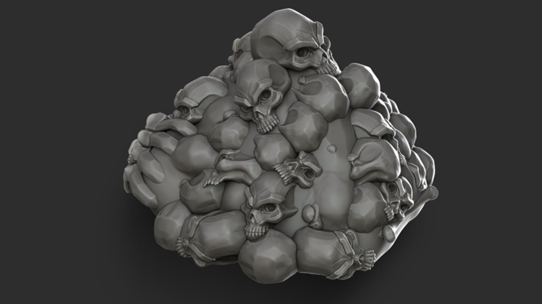 3D Game asset sculpting - 3D art - 3D sculpting - 3D sculpt of a mound of human skulls and bones