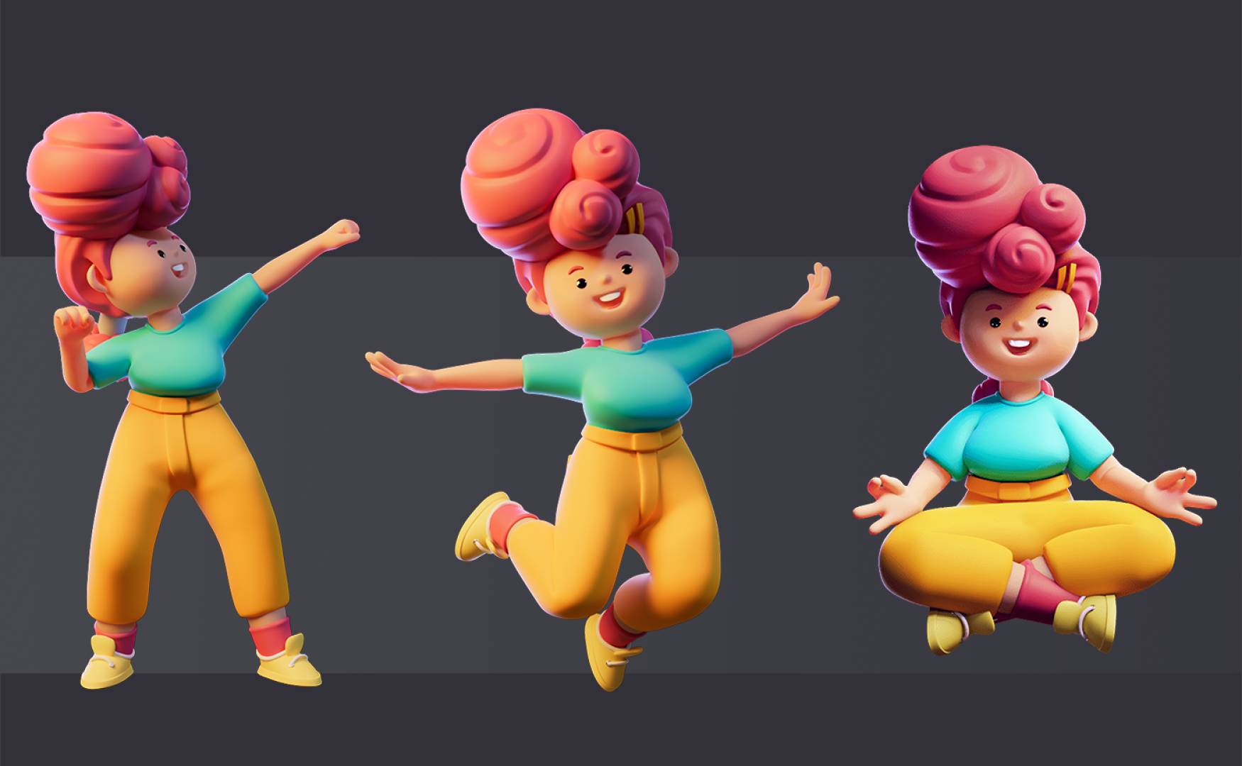 3D character modeling - minimal character design - 3D mascot character design - the mascot character with 3 poses