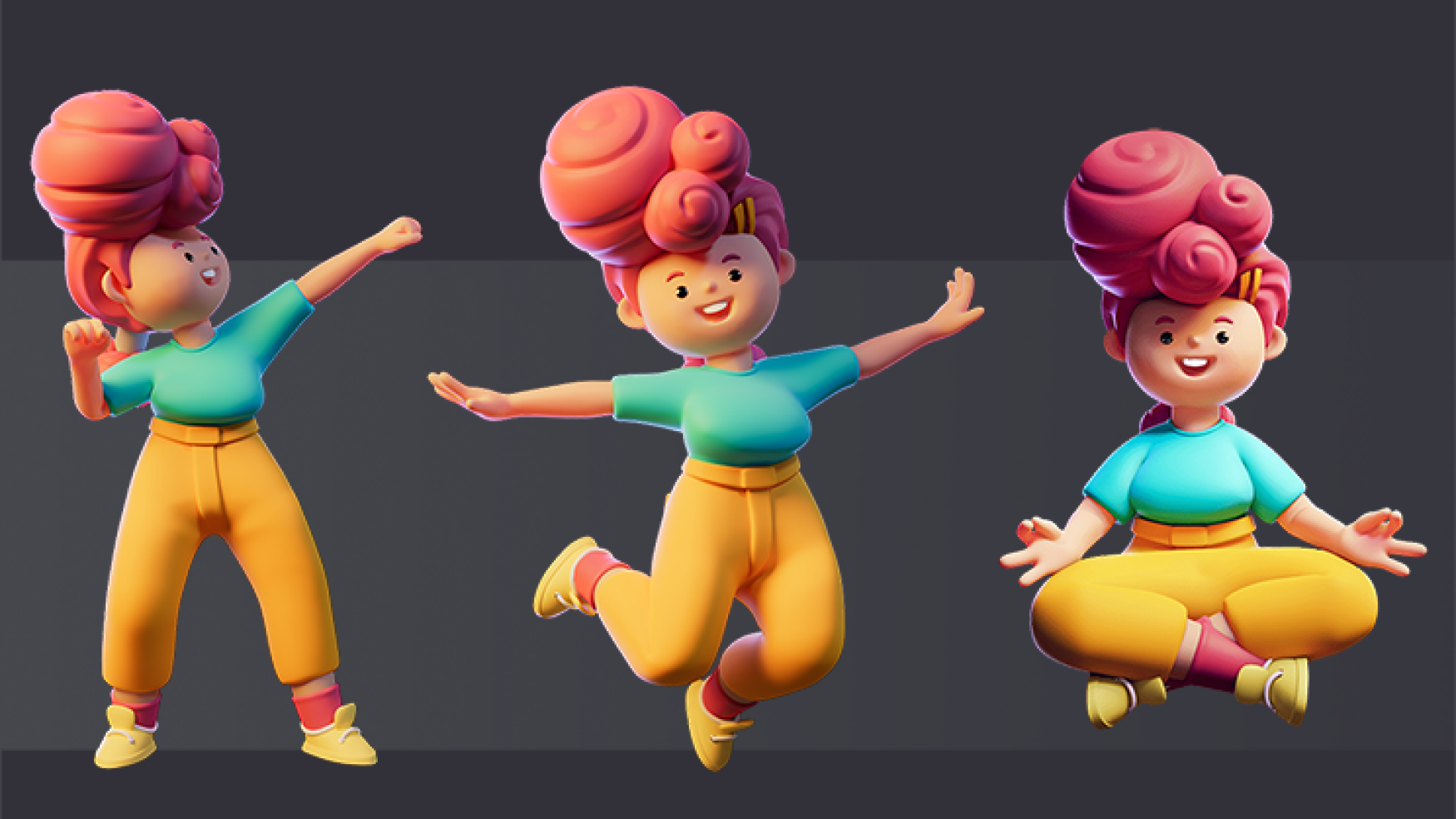 3D character modeling - minimal character design - 3D mascot character design - the mascot character with 3 poses