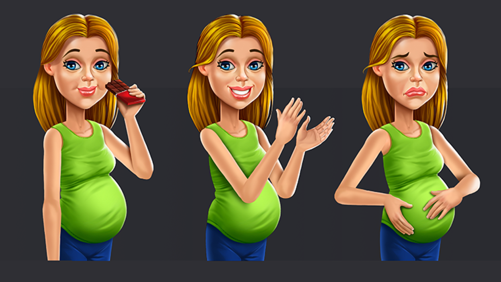 game character design - stylized character design - 2D character design in 3 poses