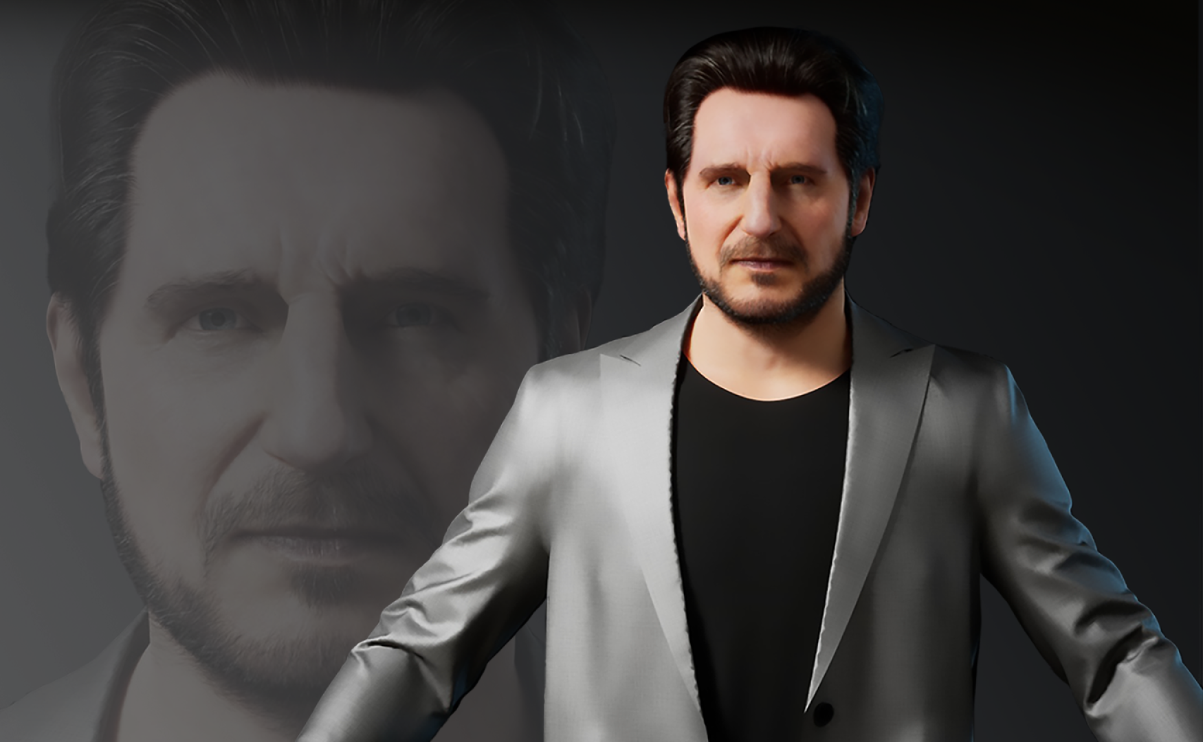 3D character modeling - 3D realistic character design - a man with short dark hair and a beard