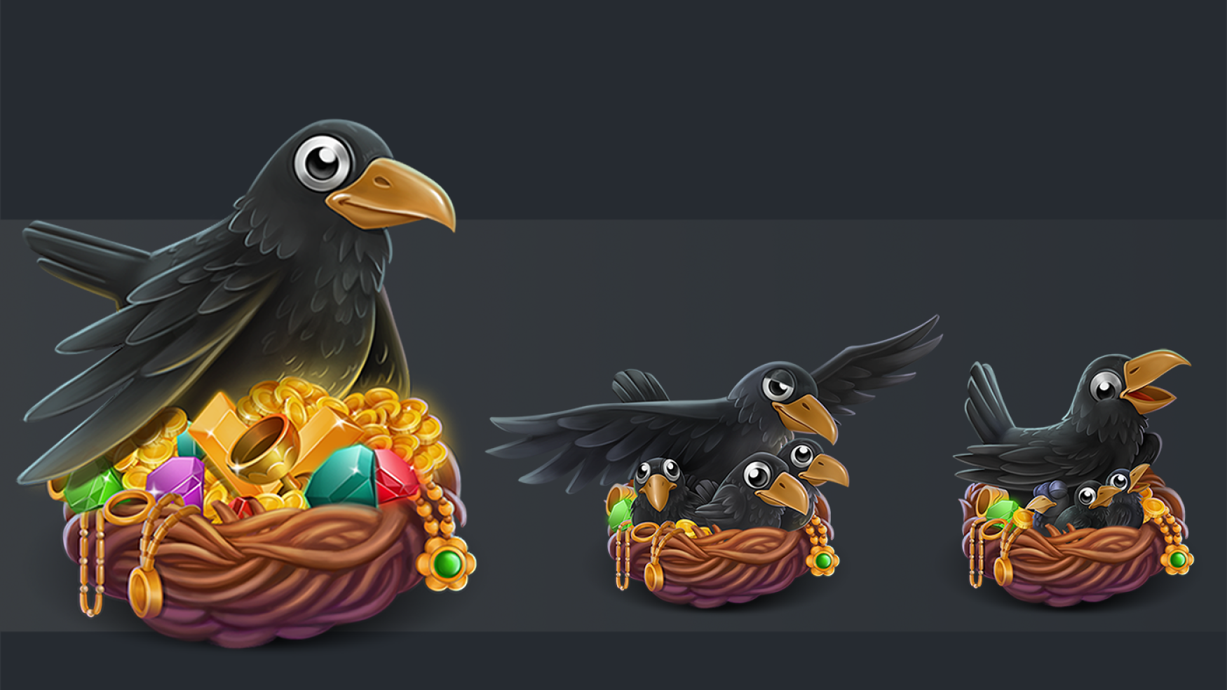 2D game art - prop design - 2D game asset design in 3 levels - Crow