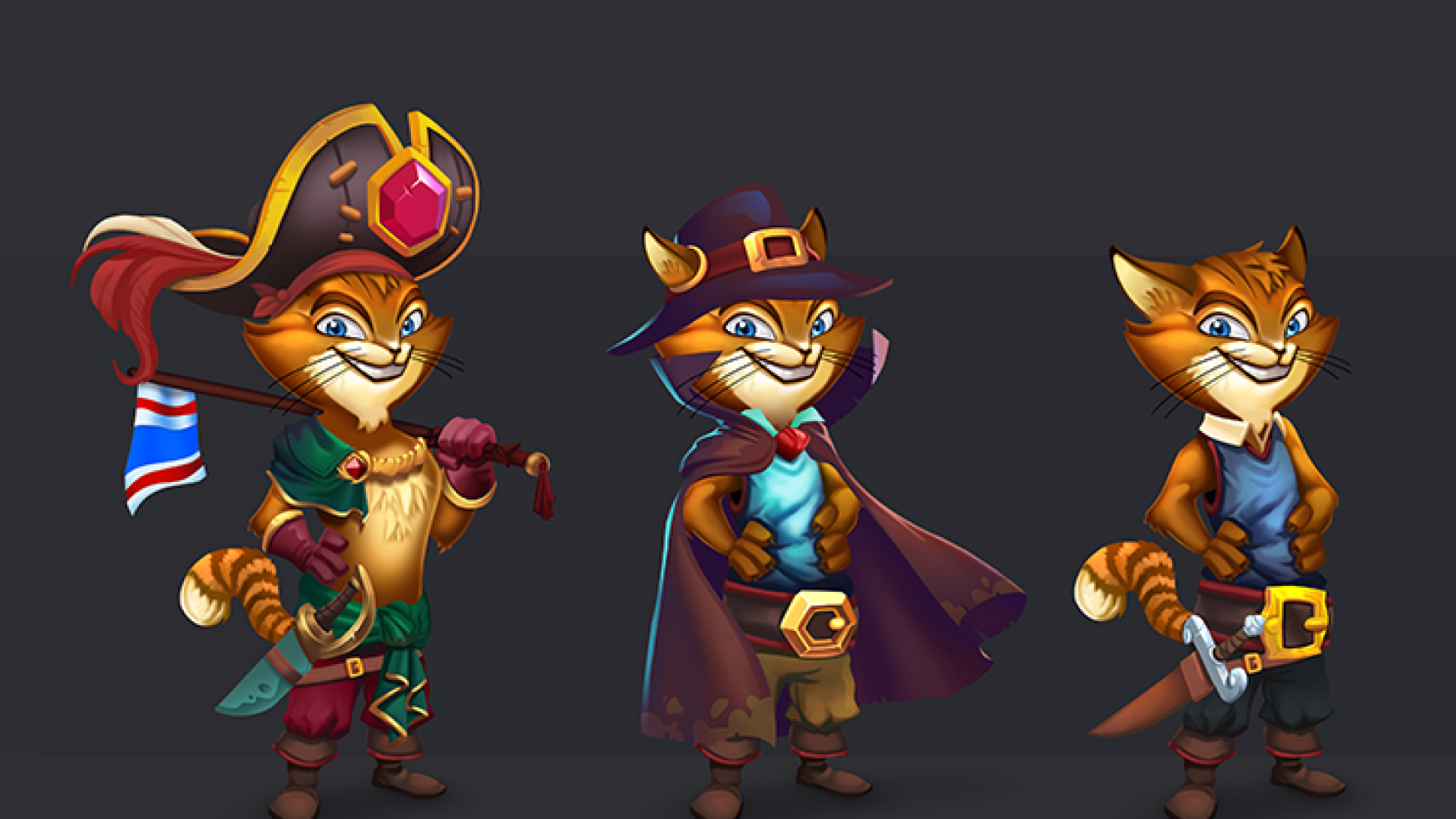 game character design - stylized character design - 2D character design in 3 versions