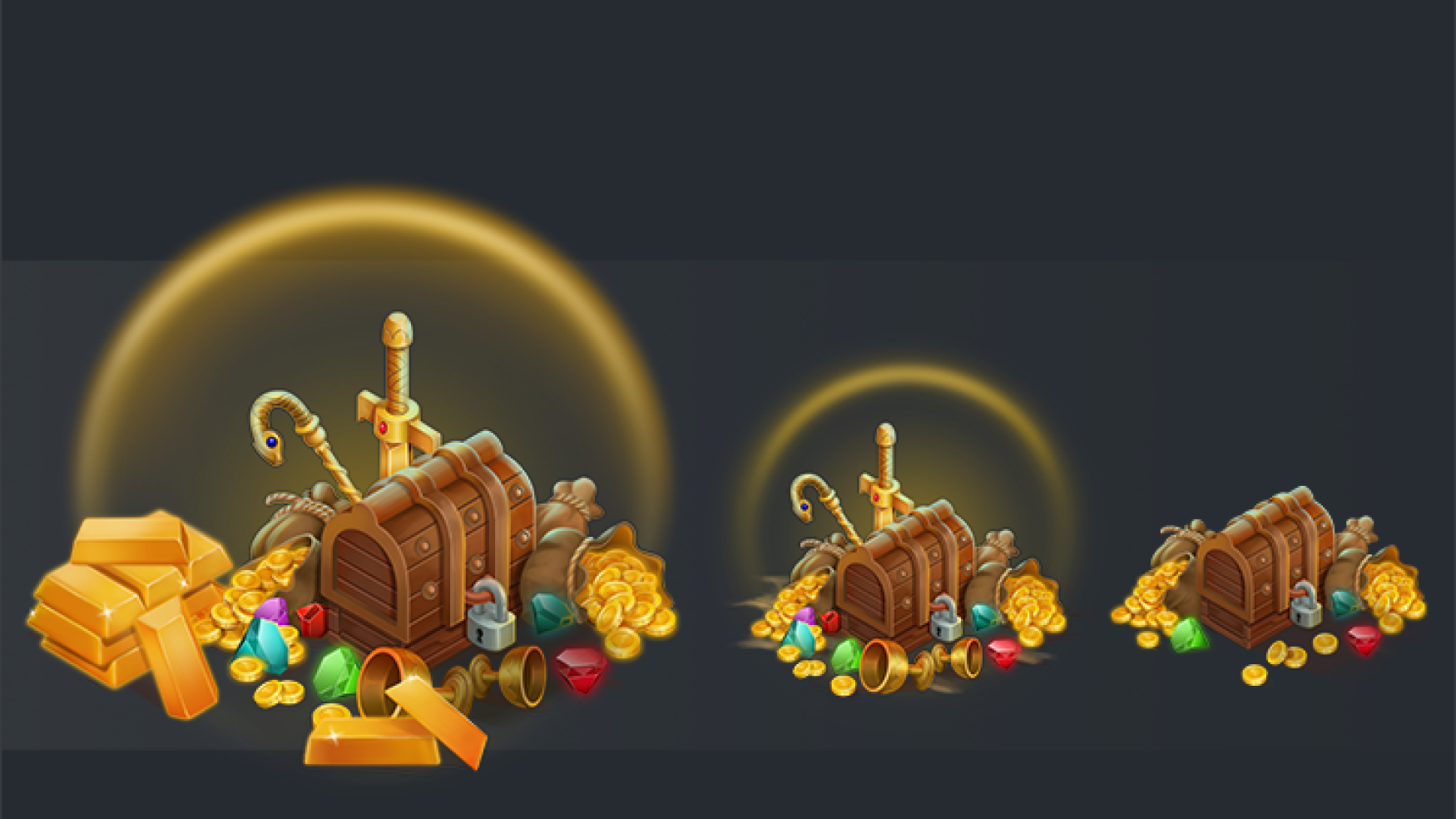 2D game art - prop model - prop design - 2D game asset design in 3 levels - Treasure