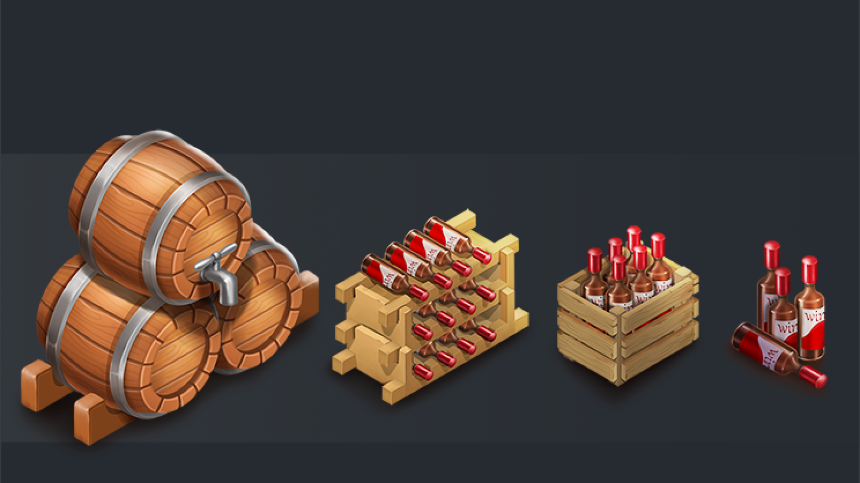 2D game art - prop design - 2D game asset design in 3 levels